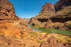 USA-Arizona-Grand Canyon National Park Moored rafts on Colorado River Art Print